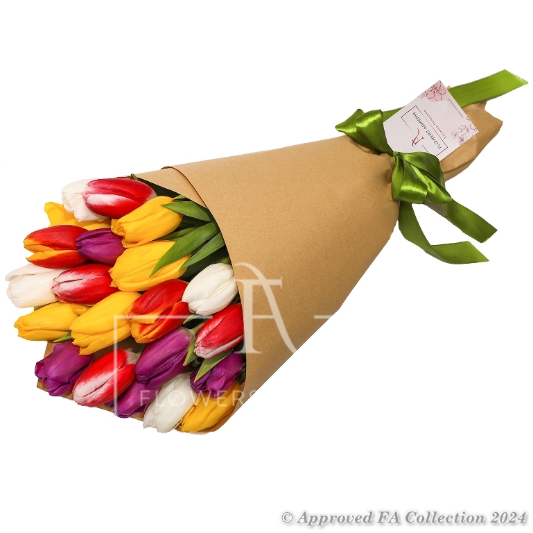 Colorful Explosion of 21 Tulips