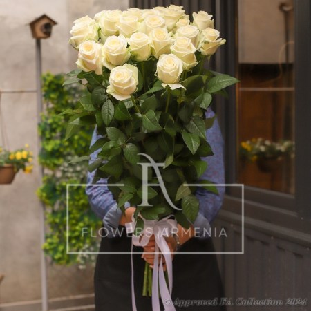 High Stem White Roses
