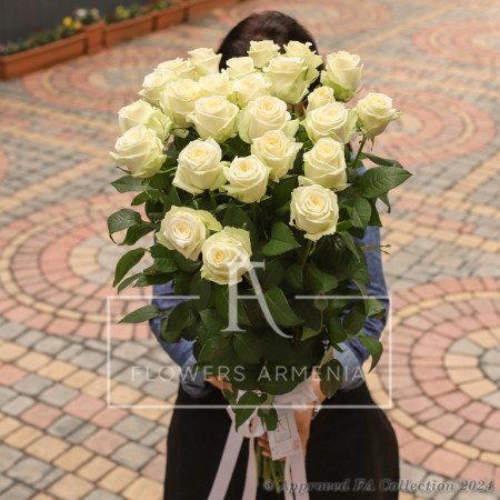 High Stem White Roses