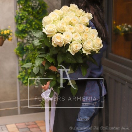 High Stem White Roses