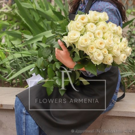 High Stem White Roses