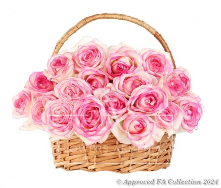 55 colorful roses in a basket