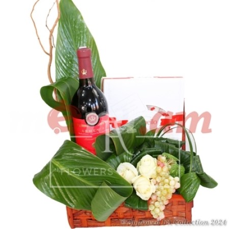 Composition with sweets and wine