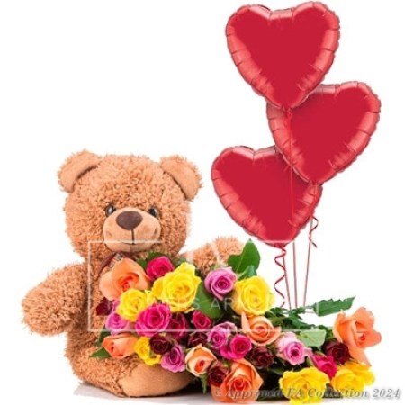 Gift and flowers to a loved one