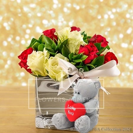 Me to You bear and 15 roses