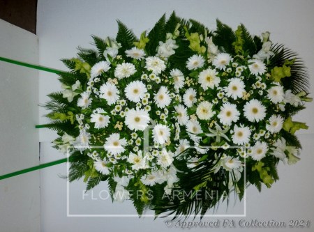 Funeral Wreath of white flowers