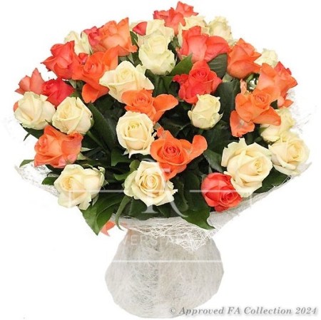 Bouquet of white and orange roses