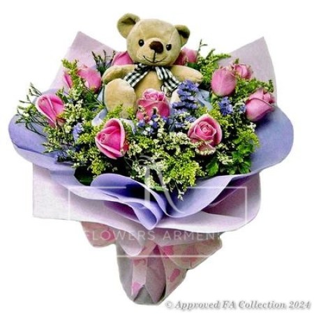 Bouquet of Pink Roses with Gift