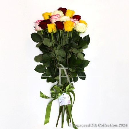 Bouquet of 15 colourful roses