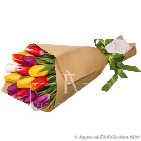 Bouquet of 15 Colourful Tulips