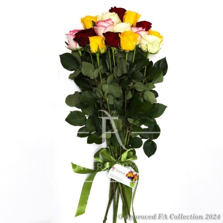 Bouquet of 15 Colorful Roses