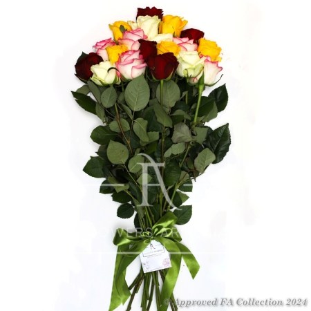 Bouquet of 19 colourful roses