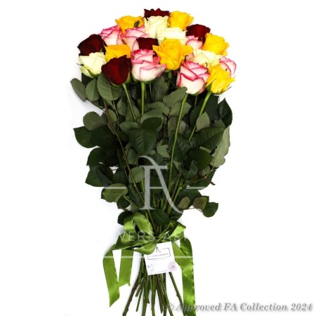 Bouquet of 21 colourful roses