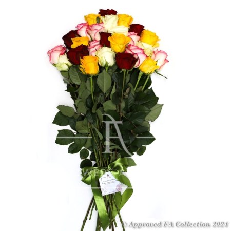 Bouquet of 25 colourful roses