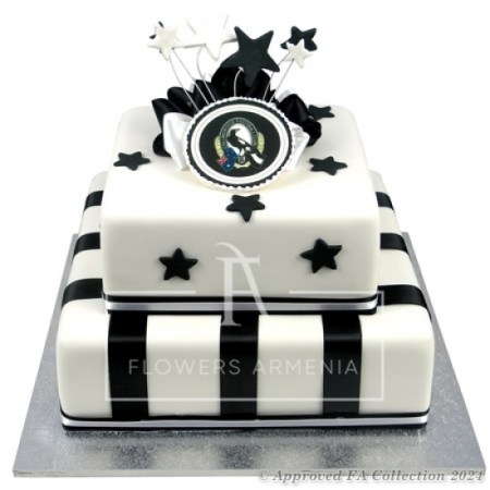 White and black cake with stars