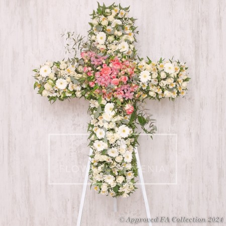 Cross White Wreath