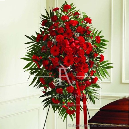 Memorial Spray of Red Flowers