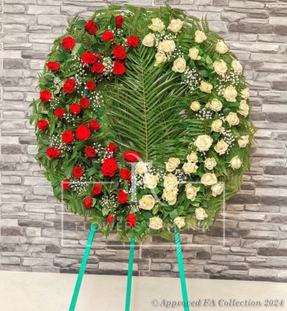 Red and White Roses Wreath