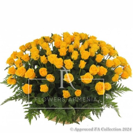 Basket with Yellow Roses