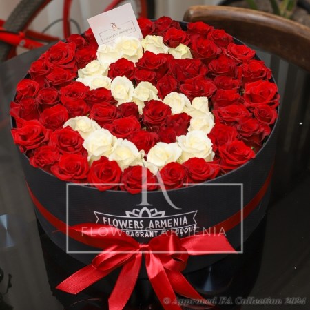 Box of Red and White Roses