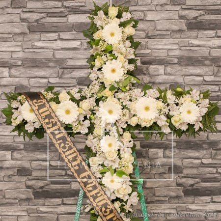 Satin White Cross Wreath