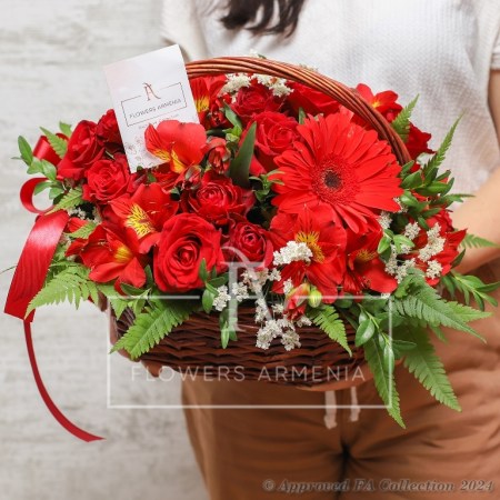 Red Flowers Basket