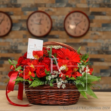 Red Flowers Basket