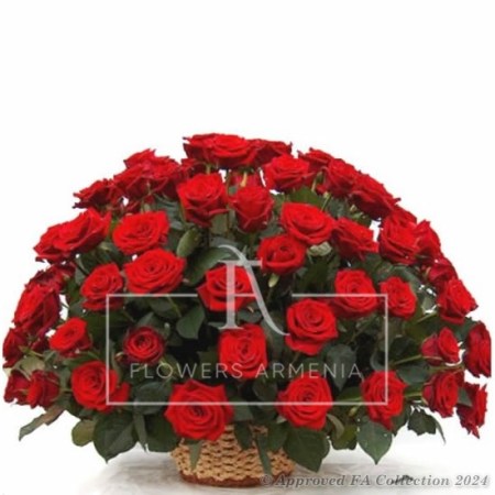 Sympathy Basket of 70 Red Roses