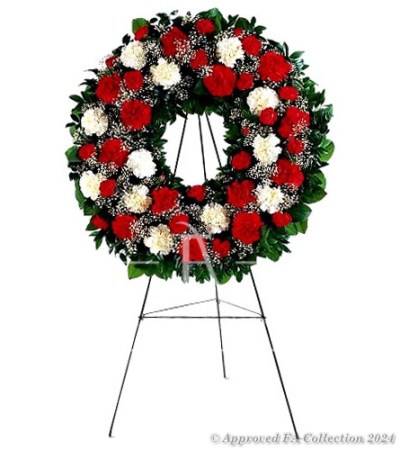 Red and White Sympathy Wreath