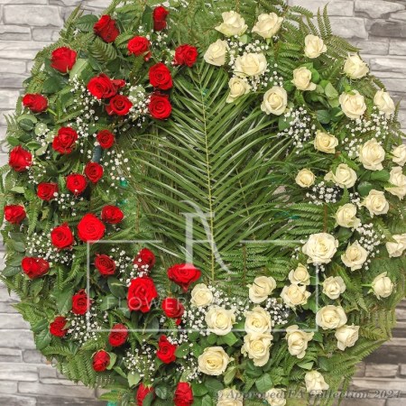 Red and White Roses Wreath