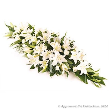 White Lilias Casket Spray